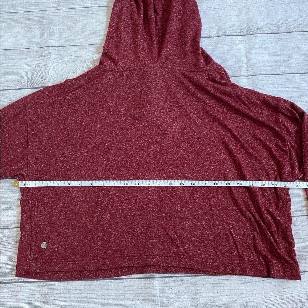 Zella Cropped Boxy Hoodie Red Wine-Burgundy Sweater Medium - Picture 5 of 5